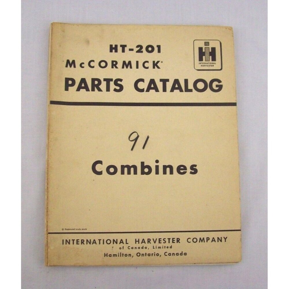 International Harvester Vintage McCormick Parts Catalog HT-201 Combines/